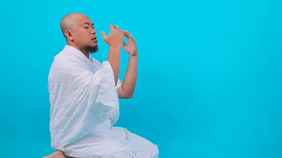 Practitioner in focused meditative awareness during martial arts training